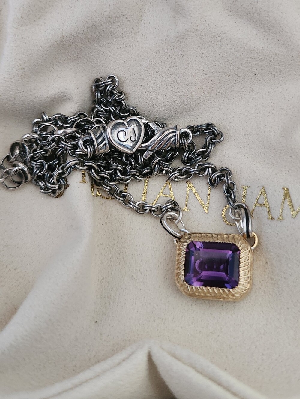 Christian James By Scott Grimes Sterling 925 African Amethyst Necklace Ret. $300
